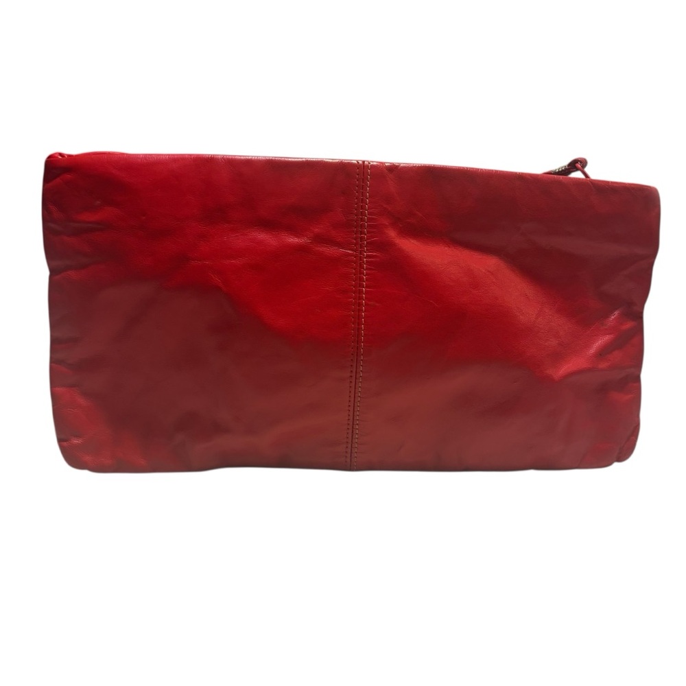 Vintage Clutch Red Faux Leather with 3D Floral Accent Zippered Close Classic - Picture 3 of 13